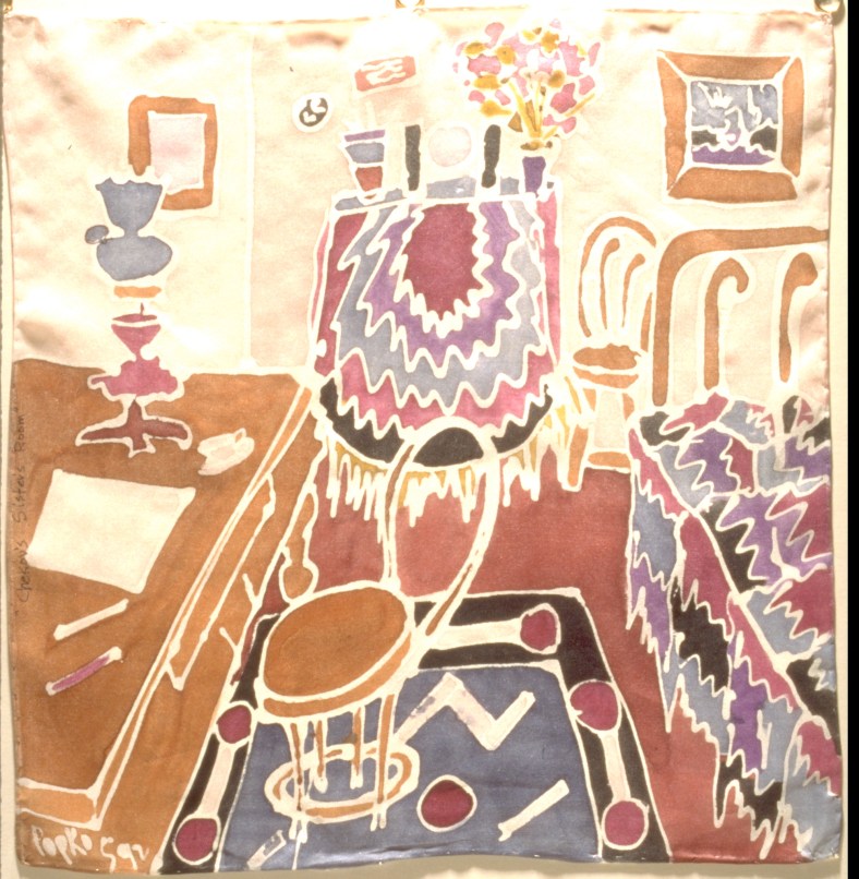 11″ x 11″ silk with dye and resist